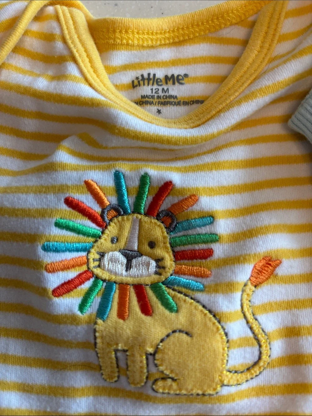 Little Me Elephant Set & Pants Set with Yellow Striped Lion Onesie